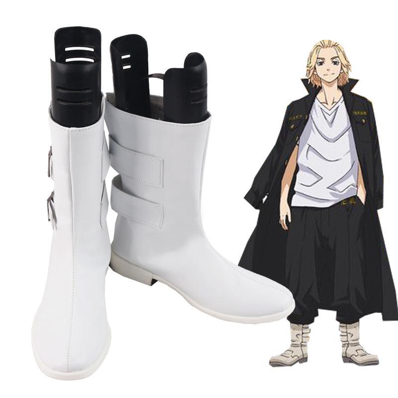 Tokyo Revengers Mikey Manjiro Sano White Anime Comic Cosplay Boots Shoes - coscrew
