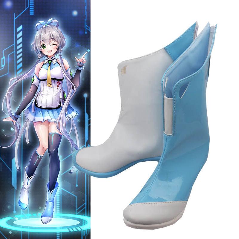 virtual vtuber luo tianyi blue and white cosplay shoes