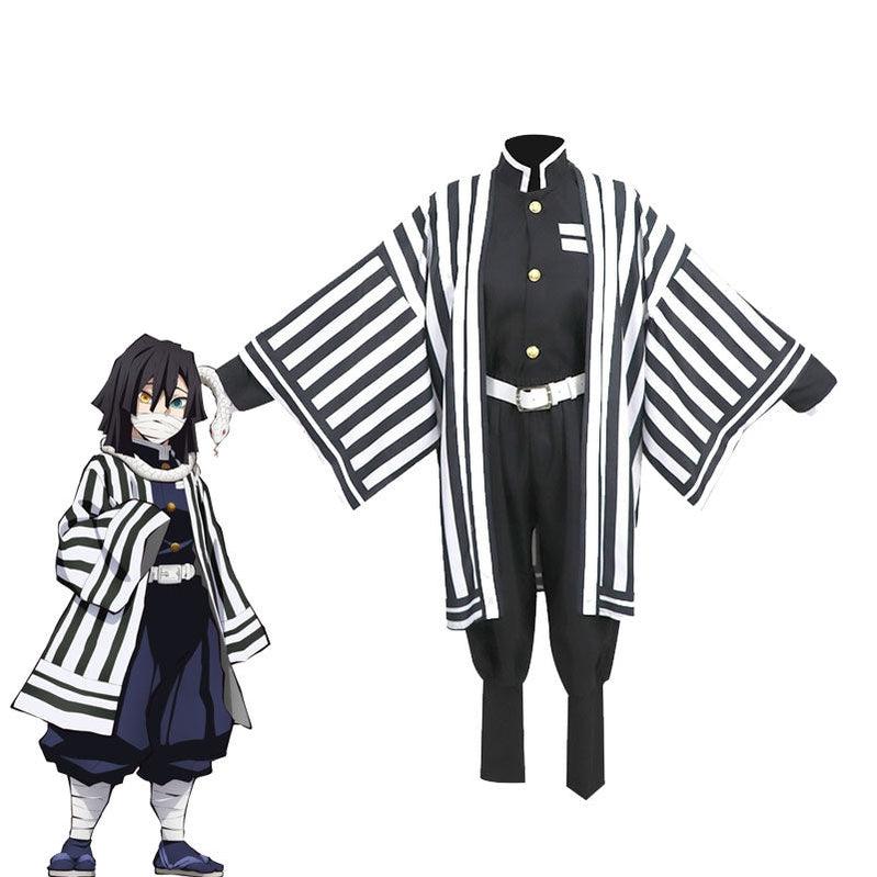 anime demon slayer kimetsu no yaiba iguro obanai kimono black white halloween cosplay costumes