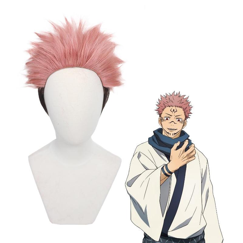anime jujutsu kaisen ryomen sukuna short pink gradient black cosplay wigs