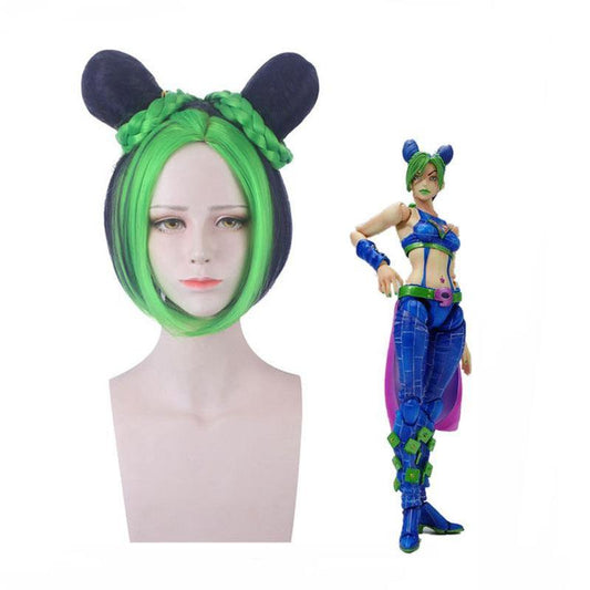 anime jojos bizarre adventure stone ocean jolyne cujoh mixed dark green cosplay wigs