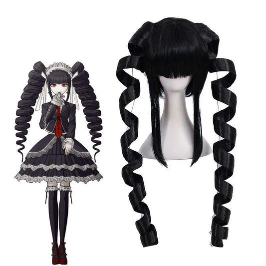 danganronpa trigger happy havoc celestia ludenberg black giant spiral curl cosplay wigs