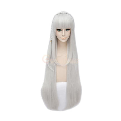 anime re zero starting life in another world emilia long straight silver cosplay wigs