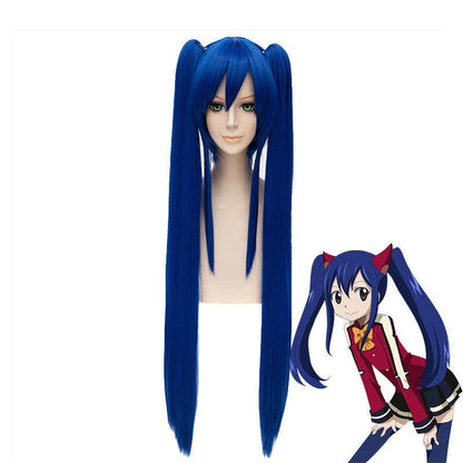 anime fairy tail wendy marvell dark blue long cosplay wigs
