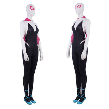 movie spider man into the spider verse gwen stacy spiderman cosplay costume jumpsuit with free headgear