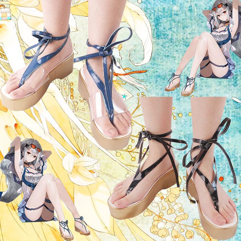 game arknights skadi blue swimsuit cosplay sandals shoes for cosplay anime carnival