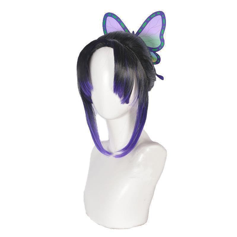 anime demon slayer kimetsu no yaiba cosplay kochou shinobu cosplay wig short purple wig