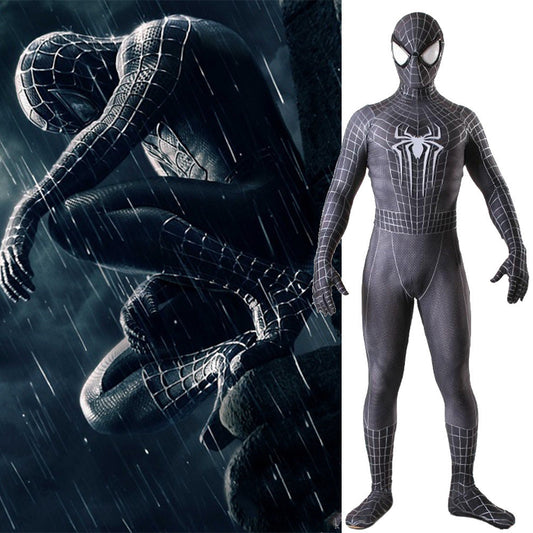 black venom spider man symbiote suit cosplay costume halloween jumpsuit for kids adult