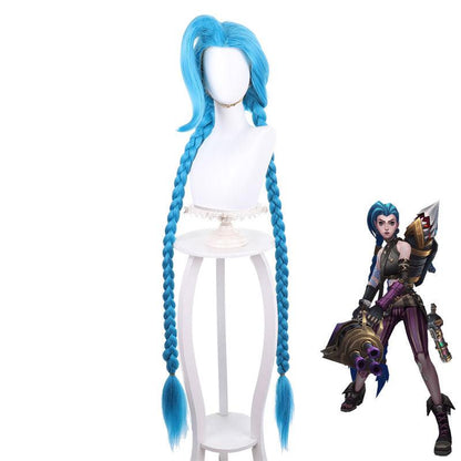 game lol arcane jinx long blue bunches cosplay wigs