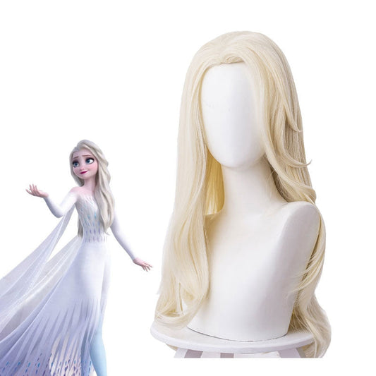 movie frozen 2 elsa snow queen light golden cosplay wigs