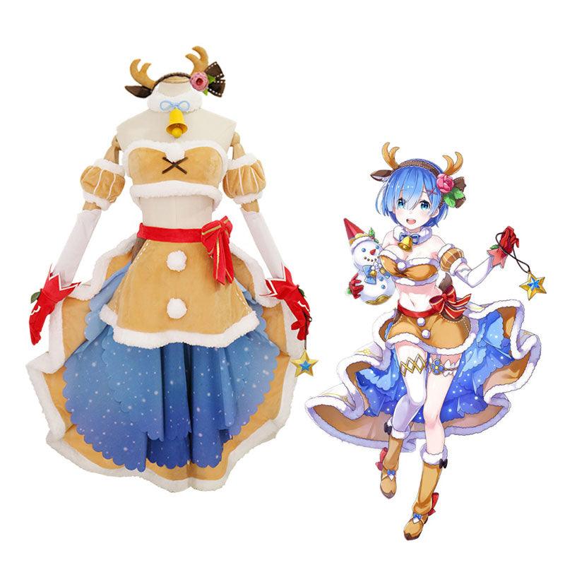 anime re zero starting life in another world rem christmas reindeer outfits cosplay costume