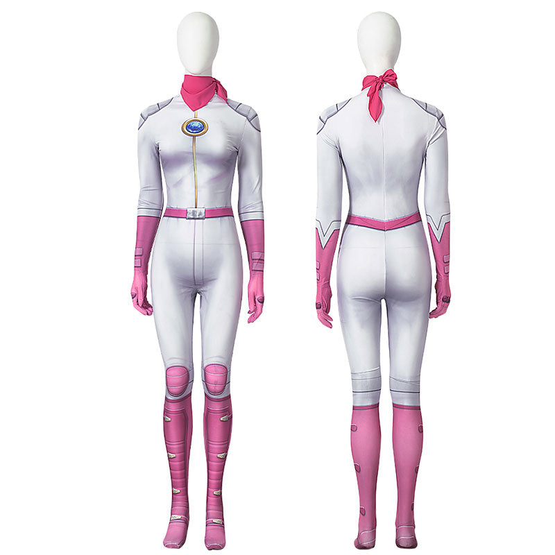 the super mario bros movie 2023 princess peach jumpsuit cosplay costumes