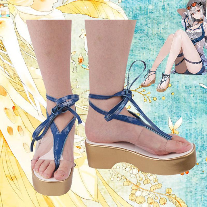 game arknights skadi blue swimsuit cosplay sandals shoes for cosplay anime carnival