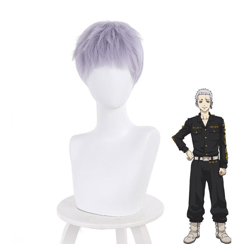 anime tokyo revengers takashi mitsuya blue purple cosplay wigs
