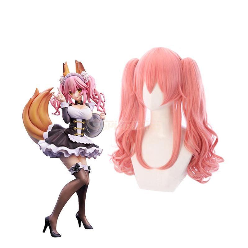 anime fate grand order tamamo no mae pink curly ponytail cosplay wigs