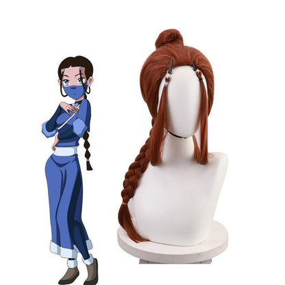 anime avatar the last airbender katara brown 80cm cosplay wig
