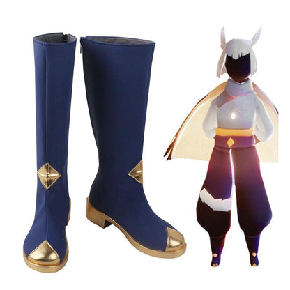 sky children of the light winter season game cosplay boots navy blue shoes