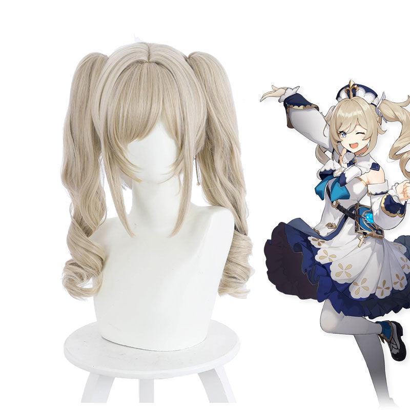 game genshin impact curly blonde ponytail cosplay wigs