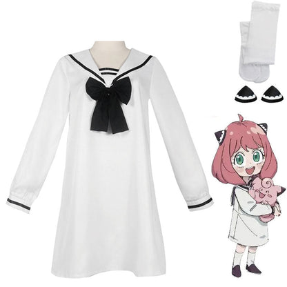 anime spy family anya forger white dress cosplay costumes