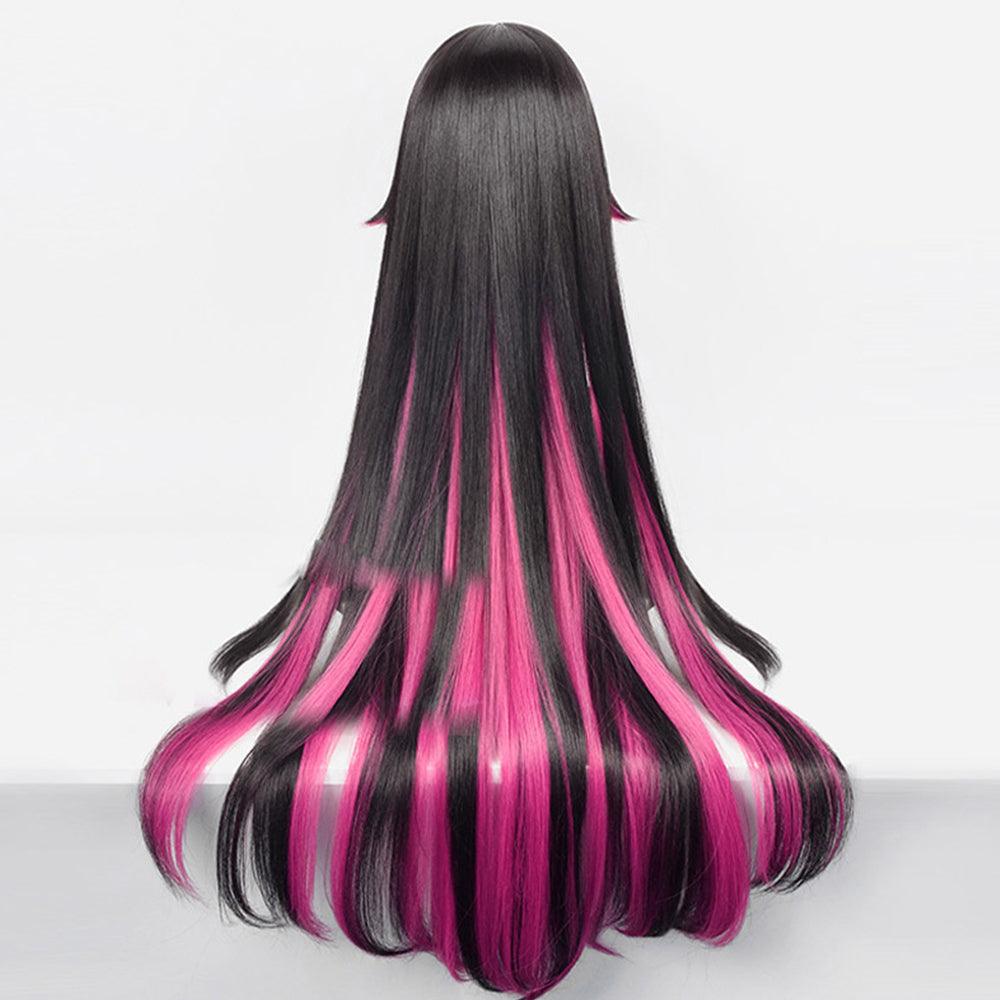 coscrew anime genshin impact fatui columbina black and pink long stright cosplay wig 539m