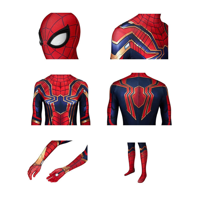 movie spider man far from home peter parker spiderman jumpsuit elastic force cosplay costume with headgear 1