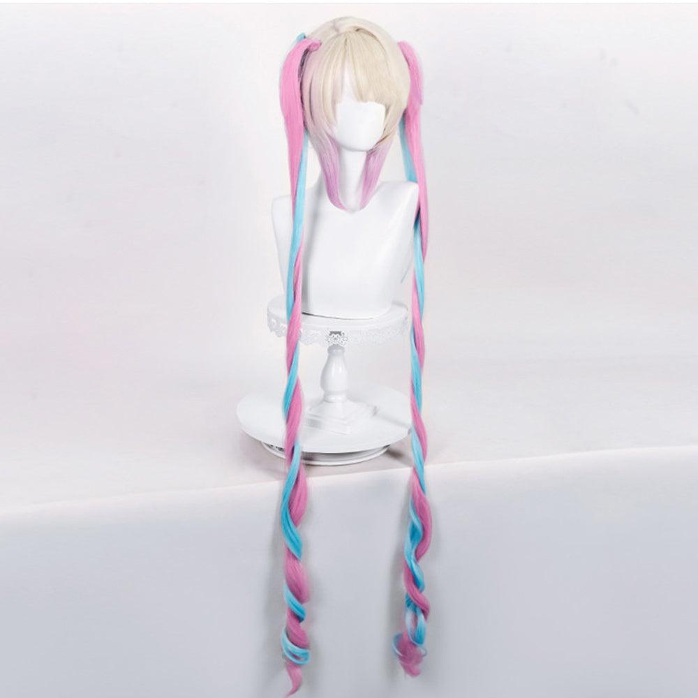 coscrew Anime NEEDY GIRL OVERDOSE Rain Pink And Blue EX-LONG Cosplay Wig MM62 - coscrew