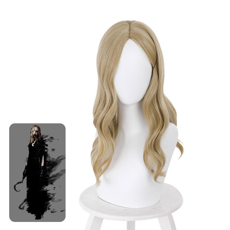 movie resident evil village bela dimitrescu brown yellow long curly cosplay wigs
