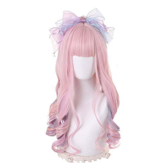 coscrew rainbow candy wigs pink long lolita wig loli 022