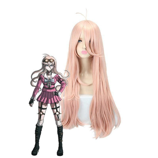 Anime Danganronpa V3: Killing Harmony Iruma Miu 80cm Long Straight Pink Cosplay Wigs