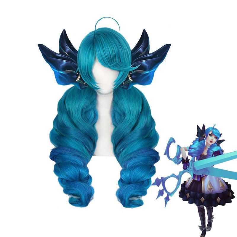 game lol gwen long blue double ponytail cosplay wigs