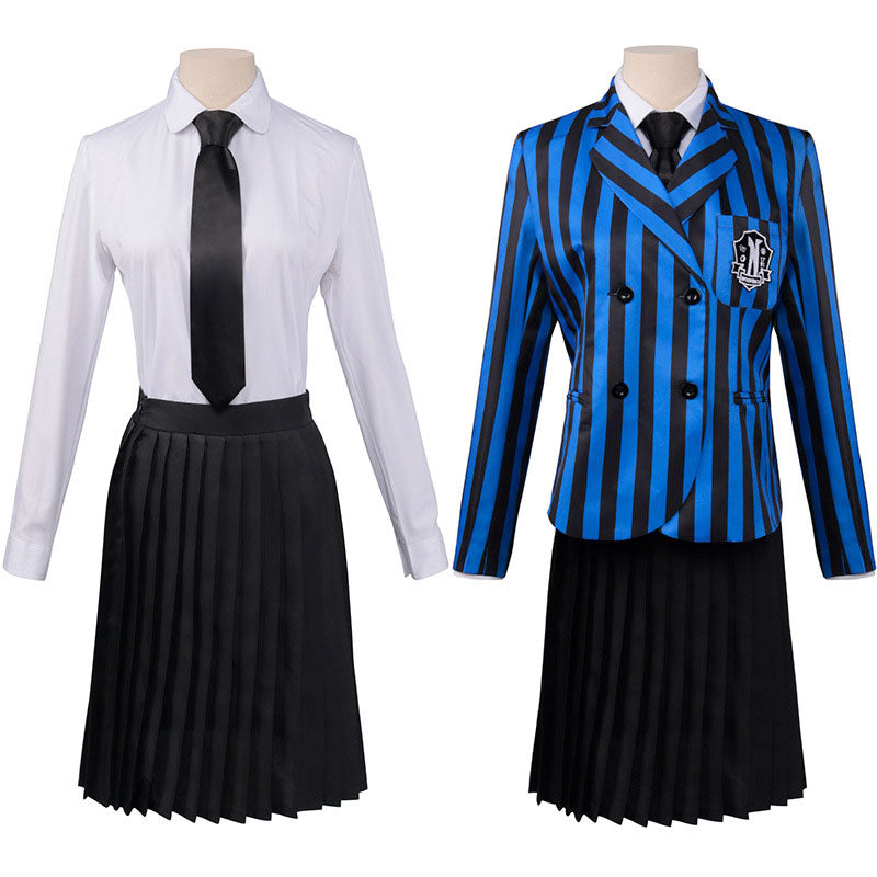 the addams family wednesday addams short school uniform cosplay costumes