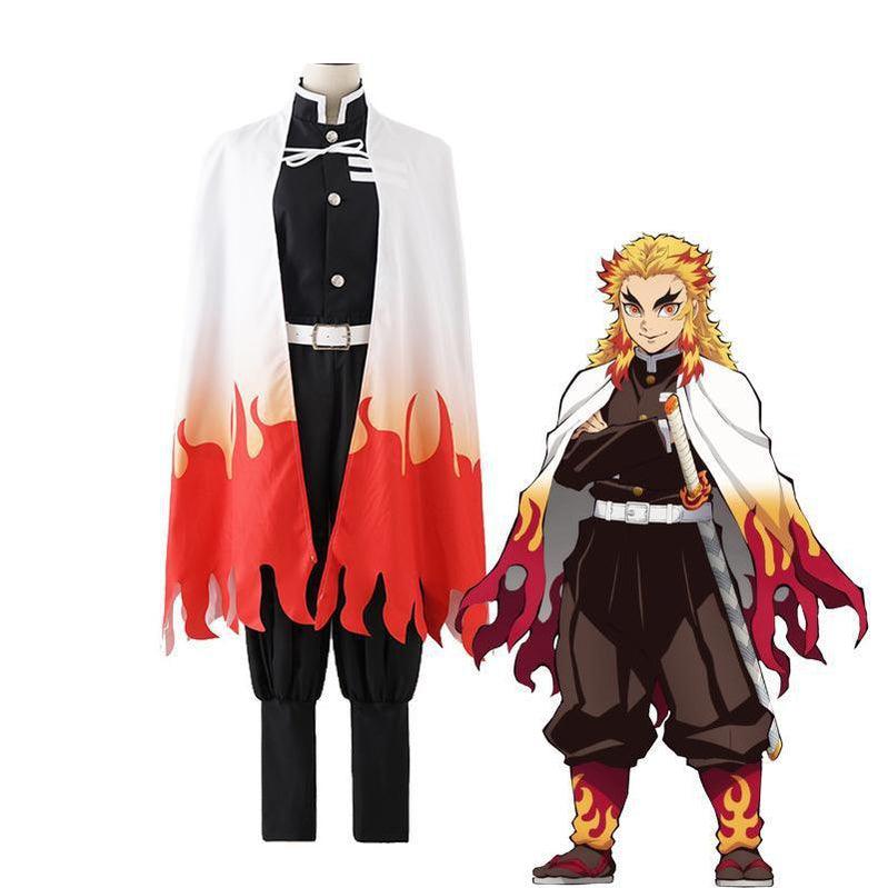 anime demon slayer rengoku kyoujurou male uniform cosplay costumes