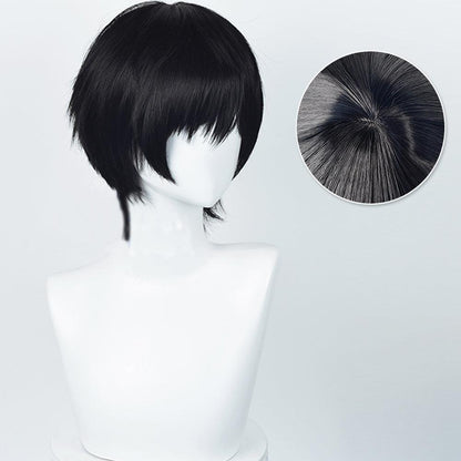 coscrew anime chainsaw man yoshida hirofumi black short cosplay wig 509g