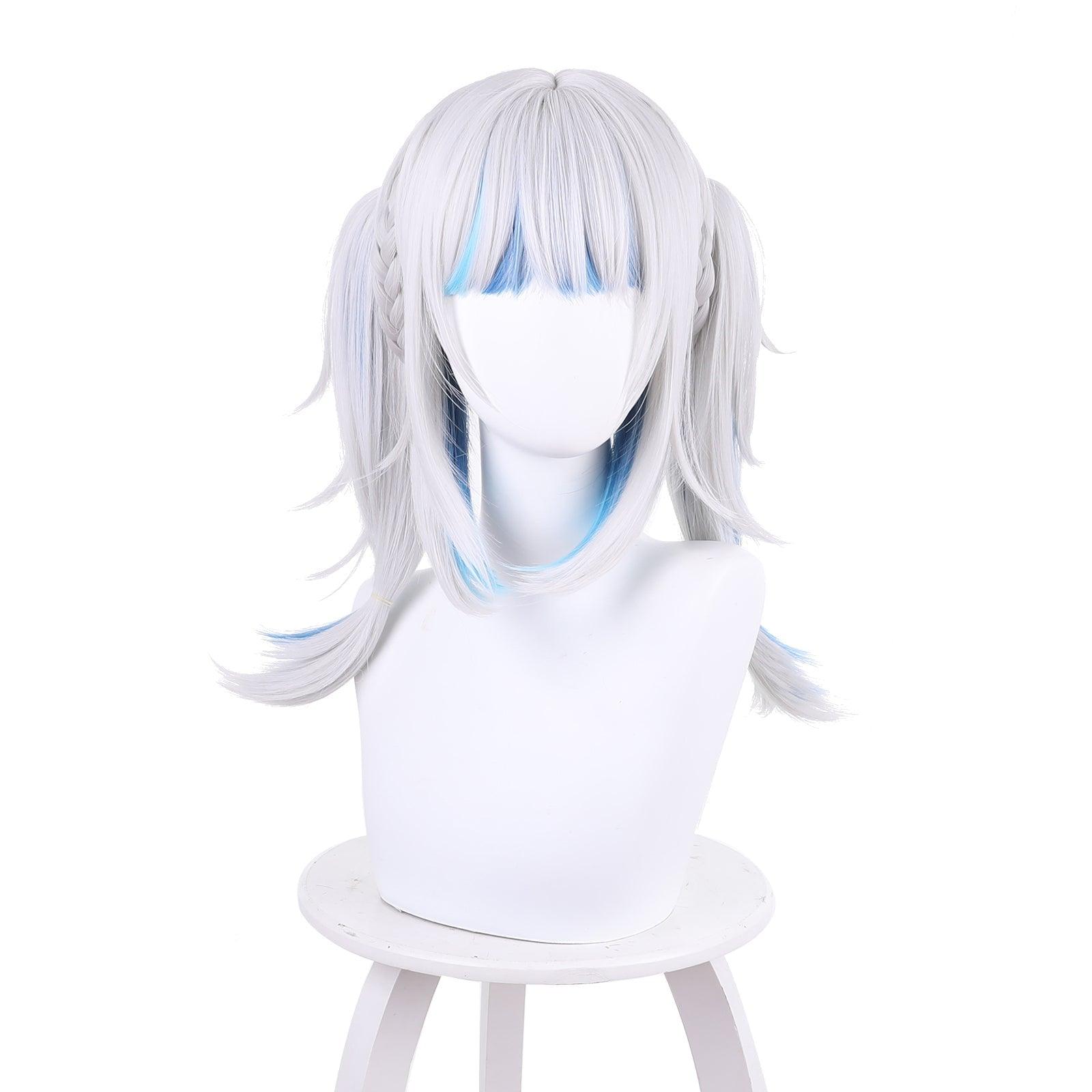 coscrew hololive virtual vtuber gawr gura white and blue medium cosplay wig 444c