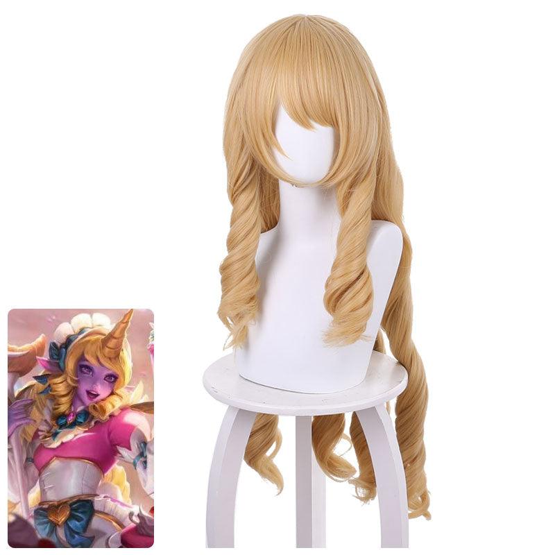 game lol cafe cutie gwen blonde long curly cosplay wigs
