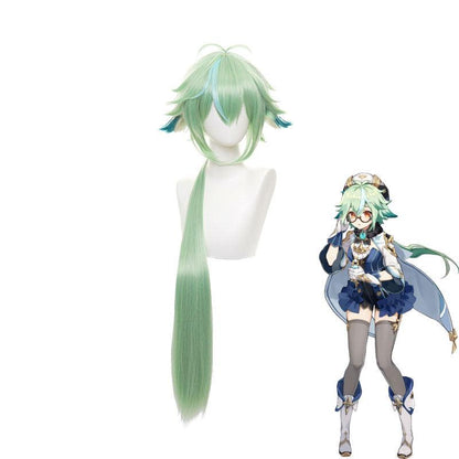 game genshin impact sucrose long fluorescent green cosplay wigs