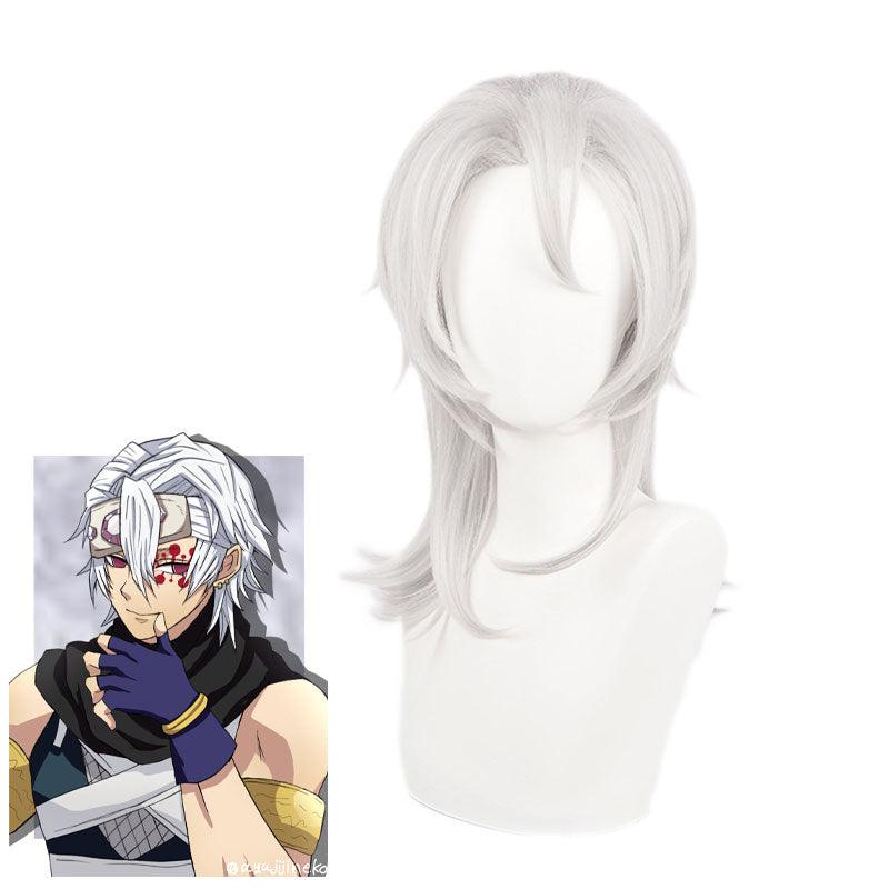 anime demon slayer kimetsu no yaiba uzui tengen silver gray cosplay wigs 1