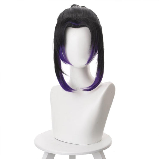 demon slayer kochou shinobu black gradient bluish purple short cosplay wig 487f