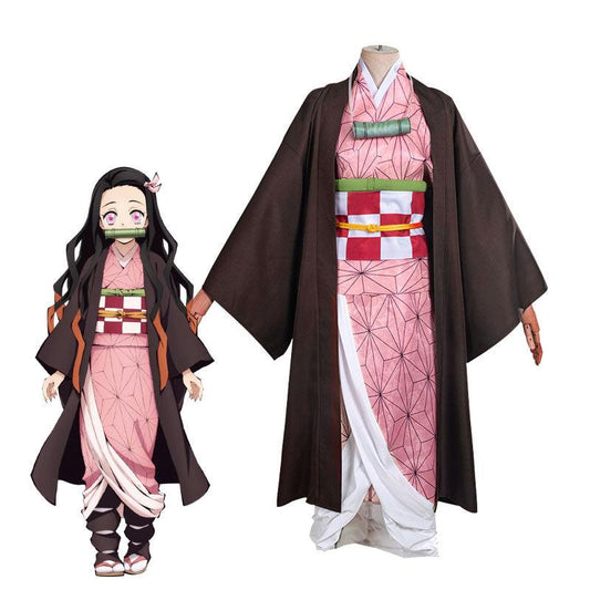 anime demon slayer kimetsu no yaiba nezuko kamado kimono cosplay costume with props