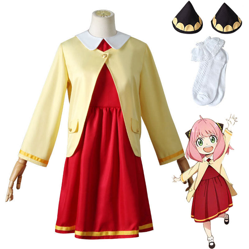 anime spy family anya forger child red dress cosplay costumes
