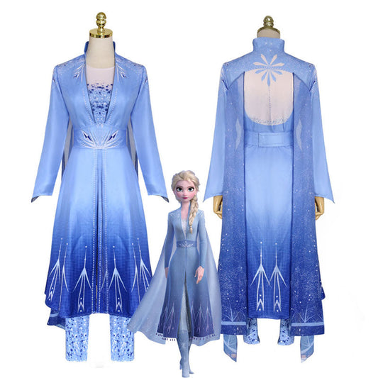 Movie Frozen 2 Elsa Snow Princess Dress Fullset Cosplay Costumes