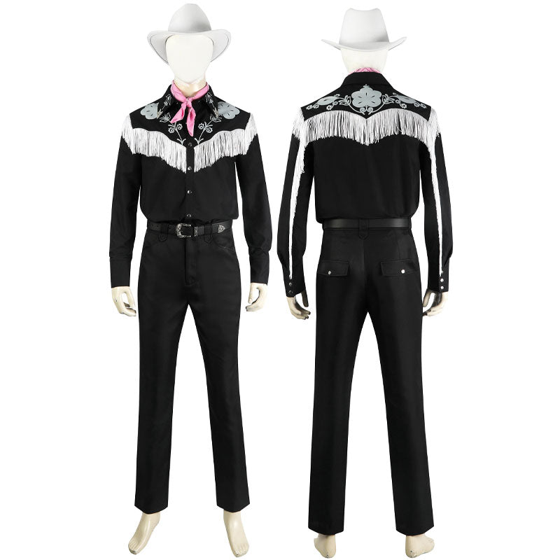 barbie movie 2023 ken black fullset cosplay costumes with hat