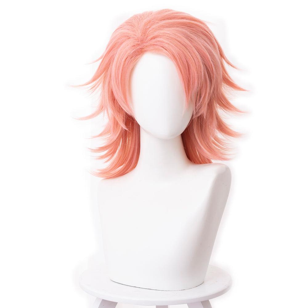 coscrew Anime Demon Slayer Sabito Pink Short Cosplay Wig 487M - coscrew