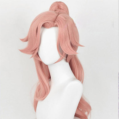 coscrew anime league of legends miss fortune pink long curly cosplay wig mm28