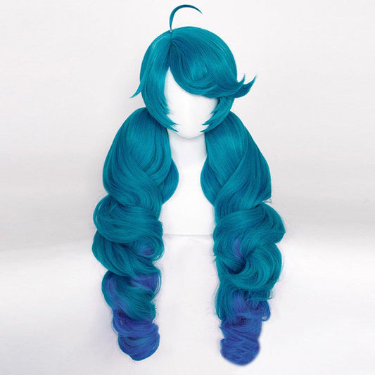 coscrew League of Legends Gwen Blue Long Game Cosplay Wig MM50 - coscrew
