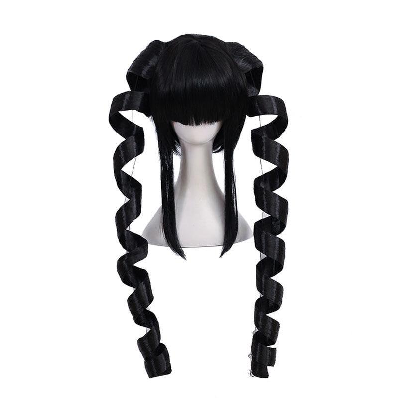 Danganronpa: Trigger Happy Havoc Celestia Ludenberg Black Giant Spiral Curl Cosplay Wigs