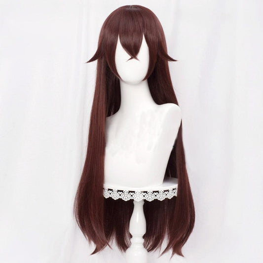 coscrew anime genshin impact amber brown long cosplay wig mm58