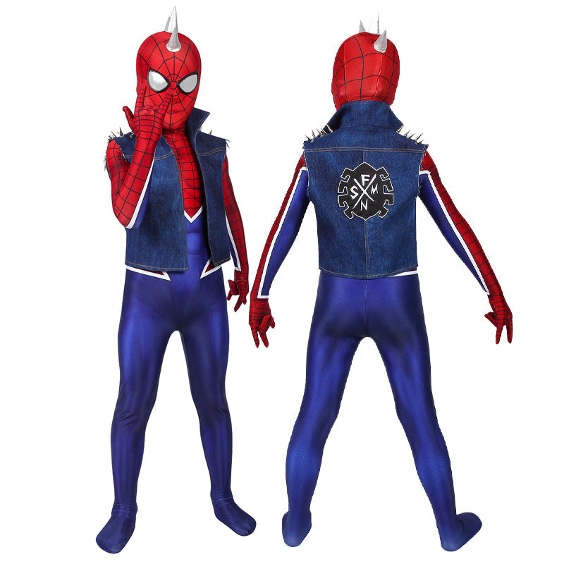 spider man ps4 spider punk suit kids jumpsuit cosplay costumes