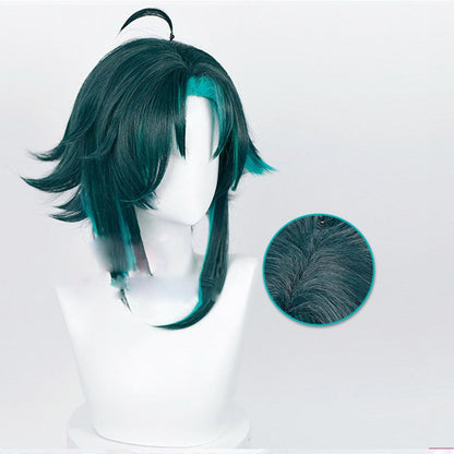 coscrew anime genshin impact xiao green meduim cosplay wig mm16