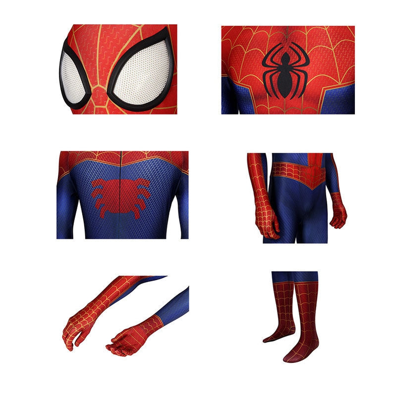 spider man into the spider vers peter parker spiderman jumpsuit elastic force cosplay costume with headgear